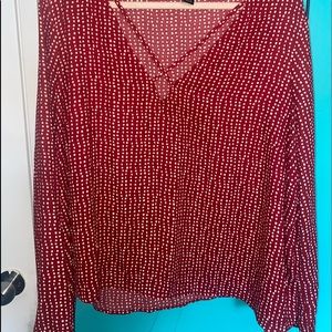 RED WITH WHITE POLKA DOT BLOUSE